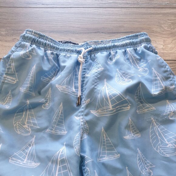 Spicy Tuna Men Sailboat Swim Trunks Mesh Lining Small 26 In Waist FLAW - Picture 3 of 7